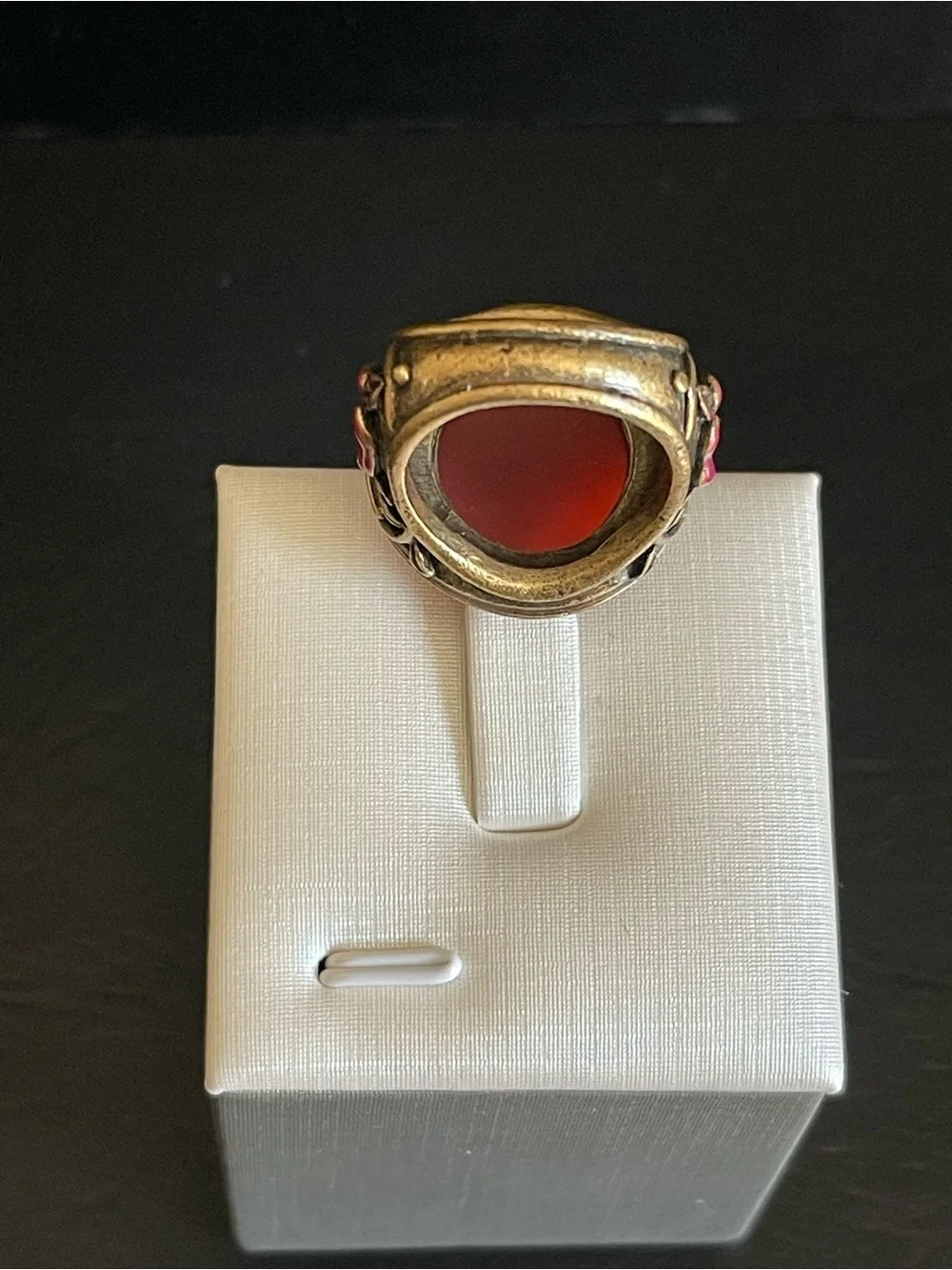 Vintage brass & red agate Statement Ring.